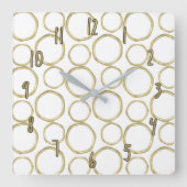 金ゴールドの円及び白くモダンで粋な上品 スクエア壁時計 (正面)