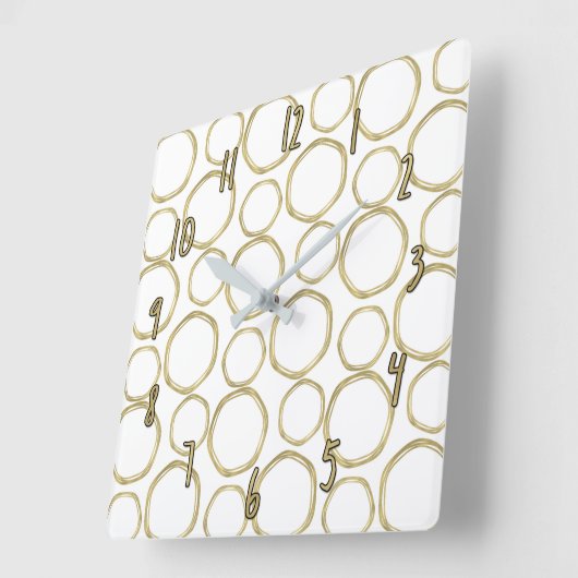 金ゴールドの円及び白くモダンで粋な上品 スクエア壁時計 (傾斜)