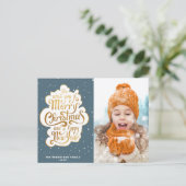 金ゴールドの写真のクリスマス休暇 ポストカード (スタンド正面)