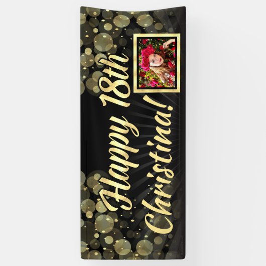 金ゴールドの写真の第18誕生会の装飾 横断幕 (縦)