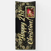 金ゴールドの写真の第21誕生会の装飾 横断幕 (縦)