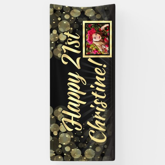 金ゴールドの写真の第21誕生会の装飾 横断幕 (縦)