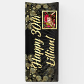 金ゴールドの写真の第30誕生会の装飾 横断幕 (縦)