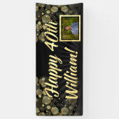 金ゴールドの写真の第40誕生会の装飾 横断幕 (縦)