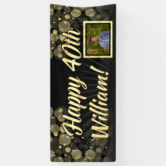 金ゴールドの写真の第40誕生会の装飾 横断幕 (縦)