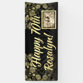 金ゴールドの写真の第70誕生会の装飾 横断幕 (縦)