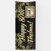 金ゴールドの写真の第80誕生会の装飾 横断幕 (縦)