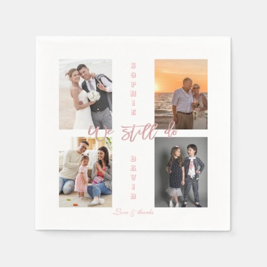 金ゴールドの写真コラージュを更新 スタンダードカクテルナプキン (正面)