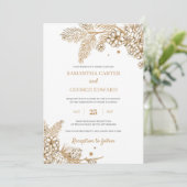 金ゴールドの冬の板と円錐のモダンシ結婚ック 招待状 (スタンド正面)