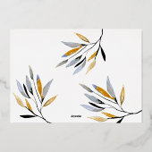 金ゴールドの冬の自然の青メリークリスマスの写真 箔シーズンカード (裏面)