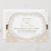 金ゴールドの冬の雪片のシャワーの招待状 招待状 (正面/裏面)