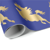 金ゴールドの勾配のアラビアの馬の青い覆い ラッピングペーパー (ロールコーナー)