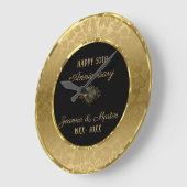 金ゴールドの勾配のダマスク織および渦巻 ラージ壁時計 (傾斜)