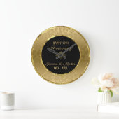 金ゴールドの勾配のダマスク織および渦巻 ラージ壁時計 (ホーム)