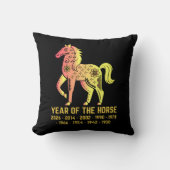 金ゴールドの勾配の年の馬の〔占星術の〕十二宮図ブラック クッション (正面)
