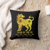 金ゴールドの勾配年Ox〔占星術の〕十二宮図ブラック クッション (ブランケット)