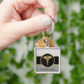 金ゴールドの医学のケリュケイオン- Keychain キーホルダー (手)