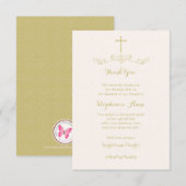 金ゴールドの十字および月桂樹 サンキューカード (正面/裏面)