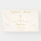 金ゴールドの十字および月桂樹 横断幕 (横)