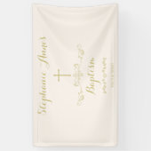 金ゴールドの十字および月桂樹 横断幕 (縦)