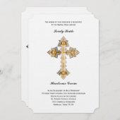 金ゴールドの十字のカトリック教の結婚式招待状 招待状 (正面/裏面)