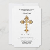 金ゴールドの十字のカトリック教の結婚式招待状 招待状 (正面)