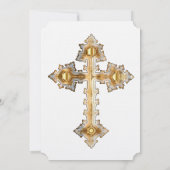 金ゴールドの十字のカトリック教の結婚式招待状 招待状 (裏面)