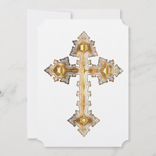金ゴールドの十字のカトリック教の結婚式招待状 招待状 (裏面)