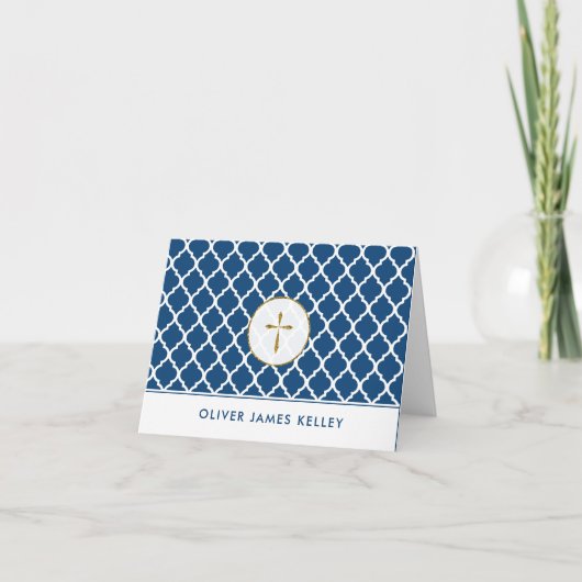 金ゴールドの十字の宗教はの海軍クローバー感謝していしています サンキューカード (正面)