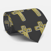 金ゴールドの十字はイエス・キリストを綴ります ネクタイ (ロール)