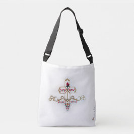 金ゴールドの十字及び赤いバラのCrossbodyのバッグ(媒体) クロスボディバッグ