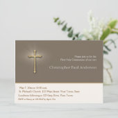 、金ゴールドの十字薄茶、宗教招待状 招待状 (スタンド正面)