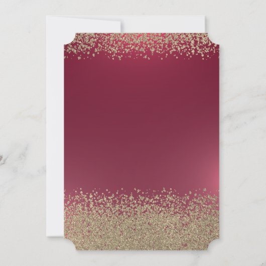 金ゴールドの卒業キャップ、ダイヤモンド赤の卒業 招待状 (裏面)