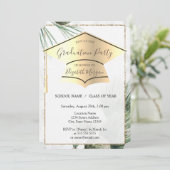 金ゴールドの卒業キャップ、パーム葉の卒業 招待状 (スタンド正面)