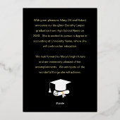 金ゴールドの卒業式キャップ&写真卒業のお知らせ 箔招待状 (裏面)