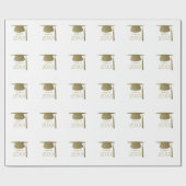 金ゴールドの卒業式キャップ（年） ラッピングペーパー (フラット)