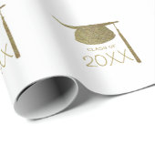 金ゴールドの卒業式キャップ（年） ラッピングペーパー (ロールコーナー)