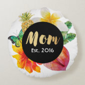 金ゴールドの原稿のお母さんの熱帯花柄 ラウンドクッション (裏面)