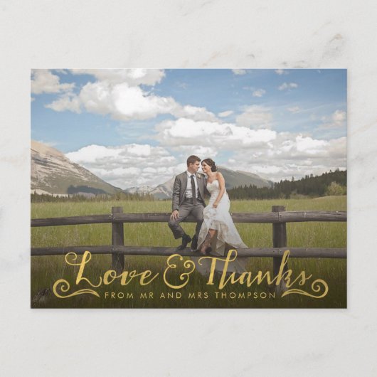 金ゴールドの原稿のタイポグラフィは写真の郵便はがき感謝していしています ポストカード (正面)