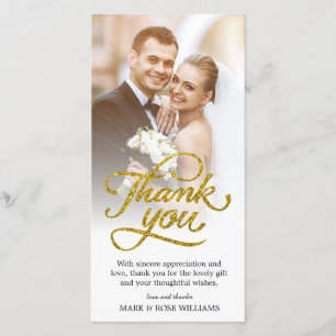 金ゴールドの原稿 の結婚のサンキューカード サンキューカード