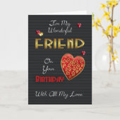 金ゴールドの友人、誕生日及びエンボスの効果 カード (黄色い花)