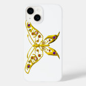 金ゴールドの双蝶と宝石の白 Case-Mate iPhoneケース (裏面)