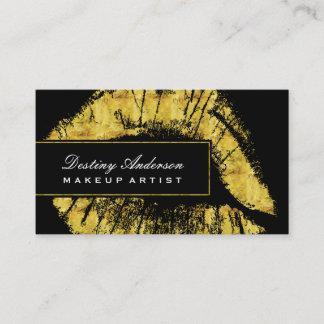 金ゴールドの口紅のキスの化粧の名刺 名刺