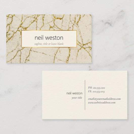金ゴールドの名刺が付いている黄色い大理石 名刺 (正面/裏面)