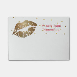 金ゴールドの唇のプリントのパーソナライズで小さいポスト・イットのパッド ポストイット