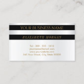 金ゴールドの唇を搭載する白黒ストライプ 名刺 (裏面)