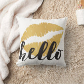 金ゴールドの唇 + こんにちは クッション (ブランケット)