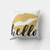 金ゴールドの唇 + こんにちは クッション (裏面)