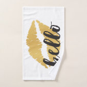 金ゴールドの唇 + こんにちは バスタオルセット (ハンドタオル)