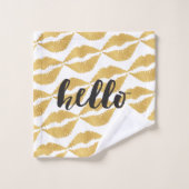 金ゴールドの唇 + こんにちは バスタオルセット (ウォッシュタオル)